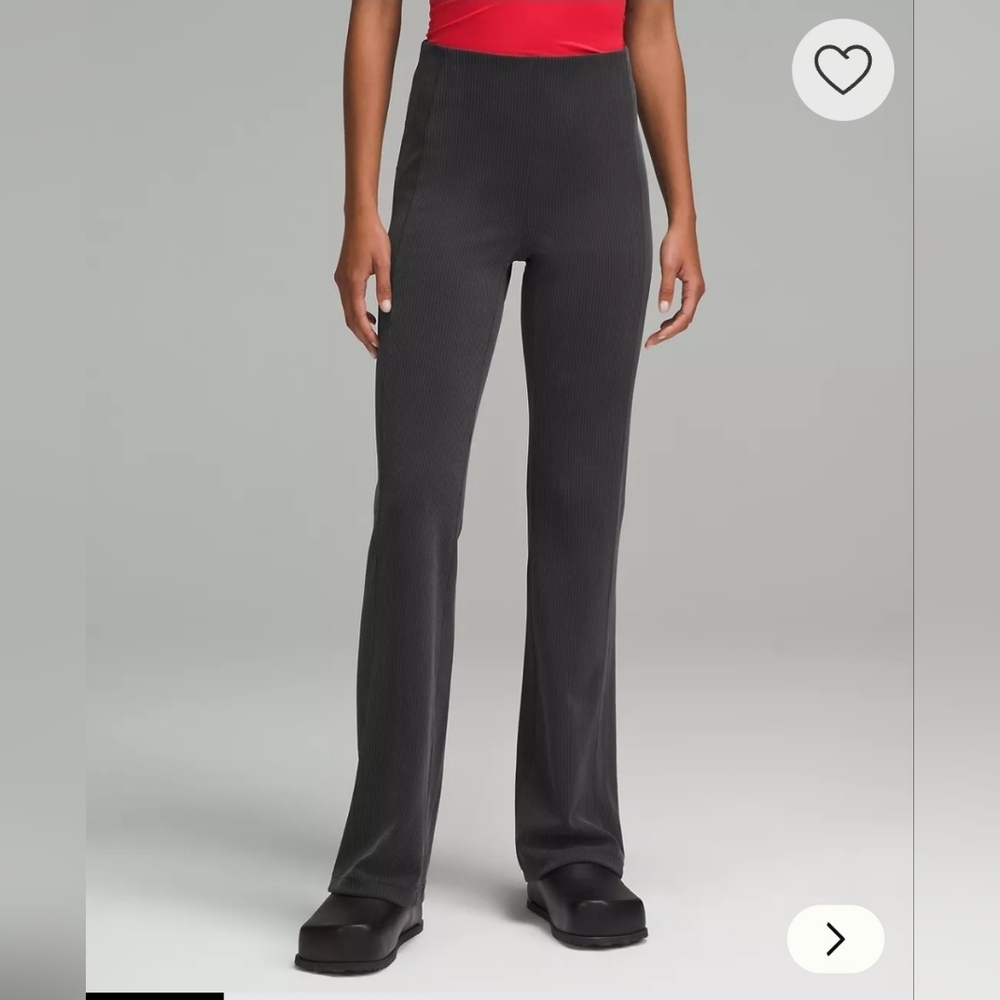 New Lululemon Brushed Softstreme Ribbed Zip Flare Black Leggings Size 4